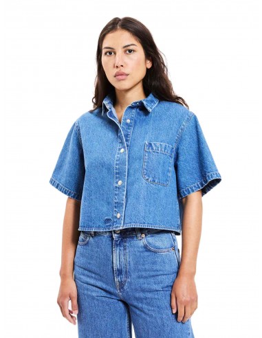 La chemise presque crop Brenda coton regen-recyclé Bleu medium 2 - 3 jours ouvrés.