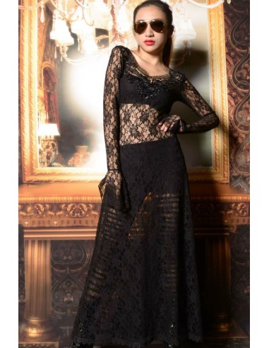 Robe longue gothique en dentelle Noir du meilleur 