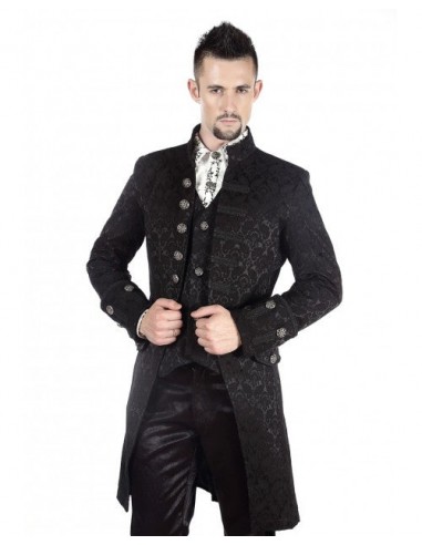 MANTEAU HOMME GOTHIQUE ARISTOCRATE VICTORIEN BROCARD NOIR les ctes