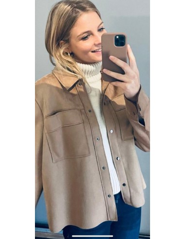 Veste en velours couleur unie beige meilleur choix