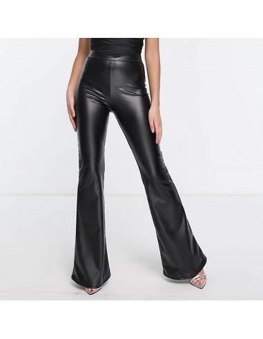 Pantalon en simili cuir noir pour femme évasé livraison et retour toujours gratuits