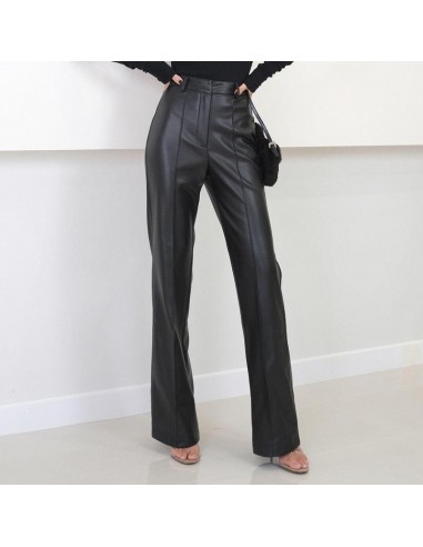 Pantalon ample en simili cuir noir pour femme taille haute Vous souhaitez 