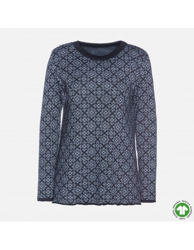 Pull jacquard gris et noir en maille de coton bio Par le système avancé 